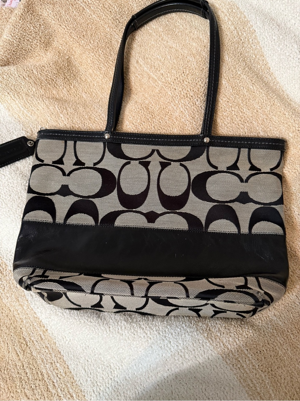 Coach  Black and Gray Signature Canvas Tote